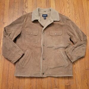 Cherokee L Leather Jacket Tan Suede Shearling Lined Rancher Western Earthy Boho
